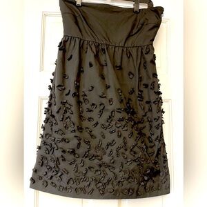 DKNY Black Strapless Textured Appliqué Cocktail Dress